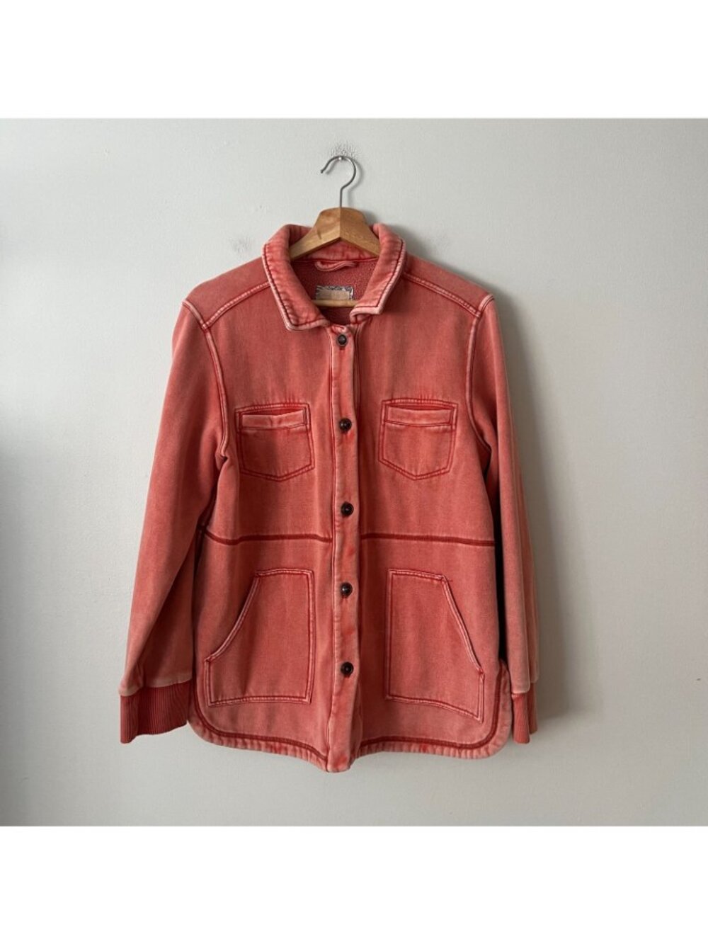 Anthropologie Pilcro Cozy Fleece Shirt Jacket Pink Women's Size Medium - Picture 2 of 9